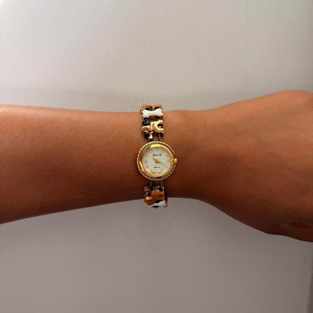 GOLD TONE JENNIE B DOG CHARM WATCH